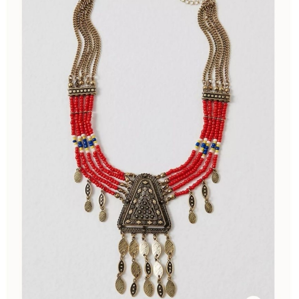 NWT Dollyland Bohemian Beaded Choker - Red